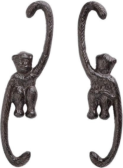 OwnMy Set of 4 Heavy Duty Cast Iron S Monkey Hooks - 8 Inch Decorative Metal Hanging Hooks S Shaped Hanging Brackets for Garden, Indoor Outdoor Home Decor