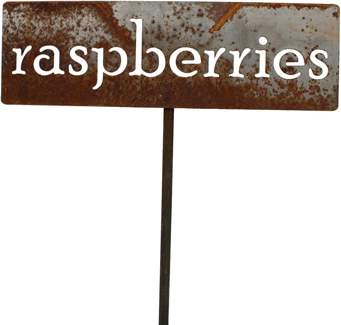 Classic Metal Garden Markers 19 Inches Tall (raspberries, Naturally Rusted)