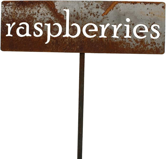 Classic Metal Garden Markers 19 Inches Tall (raspberries, Naturally Rusted)