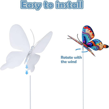 4Pcs Butterfly Garden Stakes Decor, Colorful Butterflies Decorations, Metal Yard Art for Outdoor Lawn Porch Pathway Yard Patio Plant Pot Ornaments (Butterfly- C)