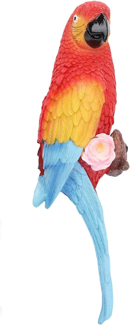 Sculpture, Carving Weather Proof Decor Ornaments with Vibrant Colors, for Garden Balcony Patio Indoor (Left Red)