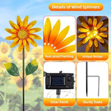 Solar Sunflower Wind Spinners Outdoor 2 Pack,Flower Windmill for Yard Art Decor,Pinwheels for Spring Outdoor Garden Lawn Patio Decor