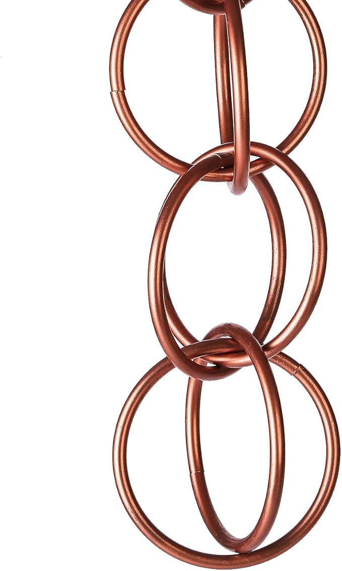 Topadorn Rain Chain Decoration 8 FT., Rain Downspout Catcher Chain Gutter 96'' Metal Double Loop, Rain Chains for House Eaves, Garden, Porch & Patio, Ring Rain Chain