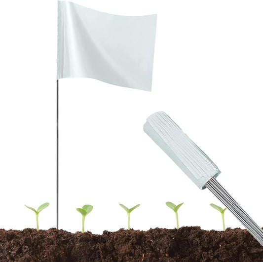 50Pack White Marking Flags, JIZHGRAD 15x4x5 Inch Marker Flags Use for Yard & Lawn, Boundary & Dog Training, Survey & Landscape, Sprinkler & Surveyor, Garden & Construction, High Visibility, Sturdy, Versatile, UV & Weather Resistant