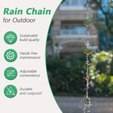 10.6FT Rain Chains for Gutter, Chicken Decorative Rain Chain with 12 Cups, Adjustable Rain Catcher Chain for Eaves Drainage, Replacement for Downspout