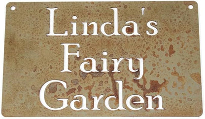 Classic Metal Garden Markers Clearance Items 20 to 33 Inches Tall (Linda's Fairy Garden (wall hanger), Naturally Rusted)