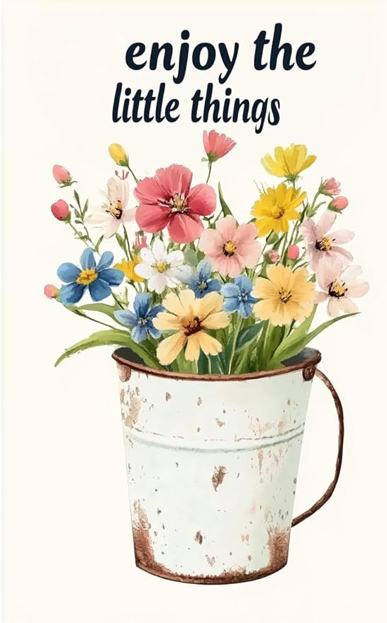 Flowers-Sign Metal-Poster Wall-Art Rustic-Décor, Enjoy the Little Things, Yard Garage Farm Outside Garden Plaque Outdoor for Home Fence 8 X 12 Inch