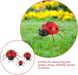 Tofficu Simulation Ladybug Ornaments 9.05 Inch Outdoor Garden Decor Metal Lawn Sculpture Cute Animal Patio Tabletop Accent for Yard Decoration