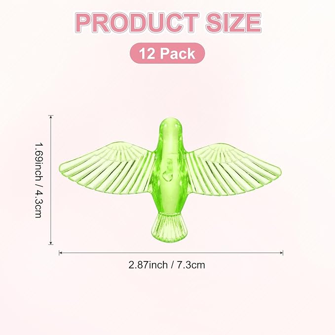 M METERXITY 12-Pack Wind Chime Pendants, 4.3cm Acrylic Peace Dove Shape DIY Wind Chime Parts Supplies for Craft Projects/Custom Home Garden Outdoor Hanging Decorations [Green]