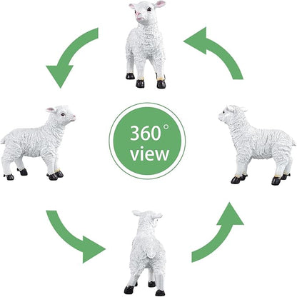 Garden Lamb Figurine, White Resin Sheep Statue, 7.09 x 7.48 inches, Outdoor Decorative Animal Sculpture