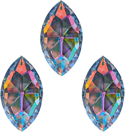 Crystals Prism suncatcher DIY, 3 pcs eyeshaped Iridescent Windows Prism suncatchers pendatnt, Ideal for Indoors Gardens&patios