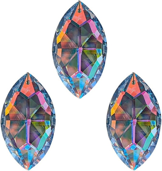 Crystals Prism suncatcher DIY, 3 pcs eyeshaped Iridescent Windows Prism suncatchers pendatnt, Ideal for Indoors Gardens&patios