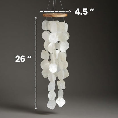 Solange & Frances Natural Capiz Shells Wind Chimes for Outside. Spring Decor Wind Chimes Patio Decor. Unique Gift Ideas for Mom, Birthday Gifts for Women