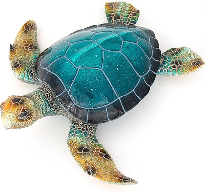 Resin Sea Turtle Decorative Statue - 16x15 Inch Tropical Wall and Garden Art -Ocean-Themed Décor for Home - Beach House - Coastal - Marine Enthusiasts