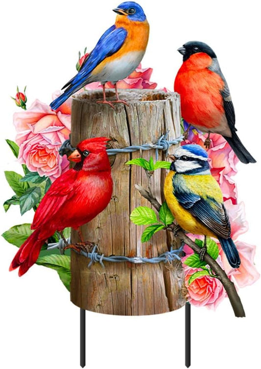 Briarwood Lane Fence Post Birds Metal Art