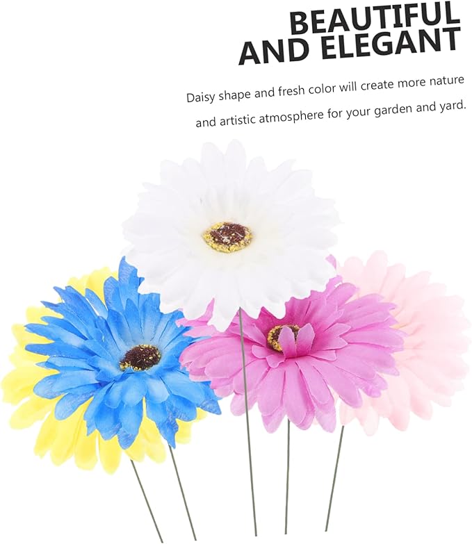 5pcs Daisy Garden Stakes Decor Metal Flower Pathway Stakes for Outdoor Decoration Vibrant Garden Art for Home and Festivals