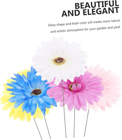 5pcs Daisy Garden Stakes Decor Metal Flower Pathway Stakes for Outdoor Decoration Vibrant Garden Art for Home and Festivals