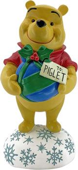 Disney Winnie The Pooh with Gift Christmas Outdoor Garden Statue, 10 inches Tall, Officially Licensed Disney Product