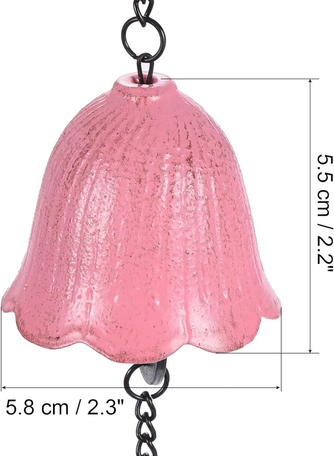 PATIKIL Japanese Wind Chime, Temple Bells Retro Outdoor Hanging Metal Iron Wind Chime for Outside Garden, Leaf, Pink