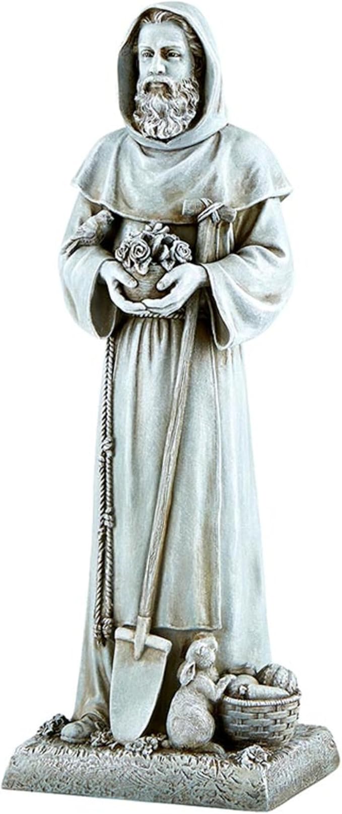 Needzo Saint Fiacre Garden Statue, Religious Resin Outdoor Home Decor, Gift for Gardeners and Horticulturists, 12 Inches