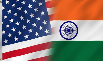 Indian American Combination Flag 6X10FT, US India Flags,Both Sides Printed,Men Women Banner,Vibrant Colors, Double Stitched with 2 Brass Grommets, Bar Garden Street Decoration, GYM, Office Decor,Indoor Outdoor Use,Gifts. (US-IN-X, 6x10ft)