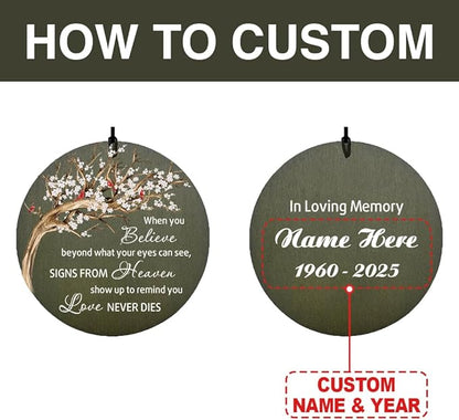 Personalized Wind Chimes, 36inch Memorial Wind Chimes, Life Tree Cardinal Custom Sympathy Gifts, in Loving Memory of Dad/Mom, Wind Chime for Loss of Loved Ones (Produced in USA)