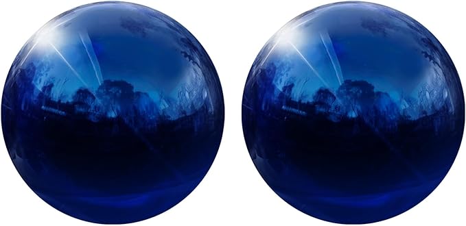 uxcell 2 Pcs Gazing Globe Decor Ball 3.5 Inch 90mm Reflective Garden Sphere Hollow Ball, Seamless Stainless Steel Gazing Ball, Smooth Mirror Globe for Garden Home Decor, Sapphire Blue