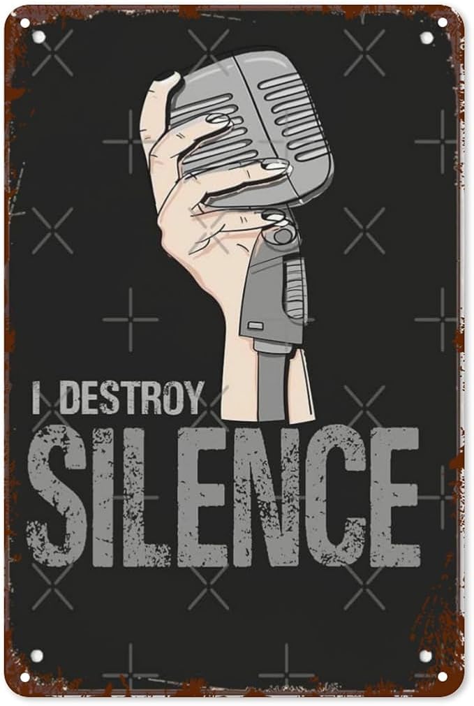 Vintage Tin Metal Sign Copy of I Destroy Silence for Gamer 8x12 Inch Retro Wall Decor for Home,Patio,Yard,Office,Funny Quotes and Motivational Sayings