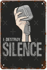 Vintage Tin Metal Sign Copy of I Destroy Silence for Gamer 8x12 Inch Retro Wall Decor for Home,Patio,Yard,Office,Funny Quotes and Motivational Sayings