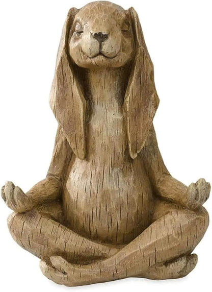 Garden Statues Garden Yoga Rabbit Meditating Rabbit Statue Bunny Meditation Sculpture Decoration with Look of Carved Outdoor Animal Yard Yard Ornaments Decor