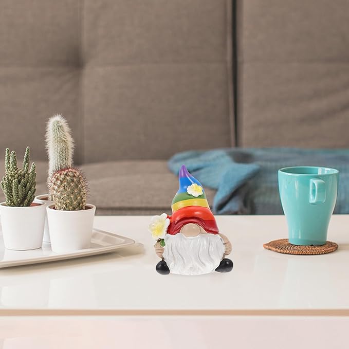 Cabilock Rainbow Gnome Garden Statue Scandinavian Tomte Nisse Figurine Gay Pride LGBTQ Cheer Up Decorations for Home Farmhouse Kitchen Decor (2.7x4.3 inch)