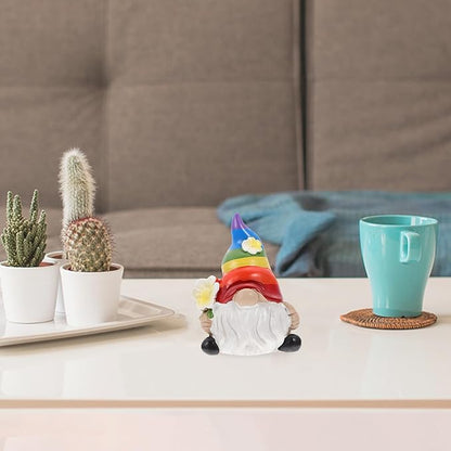 Cabilock Rainbow Gnome Garden Statue Scandinavian Tomte Nisse Figurine Gay Pride LGBTQ Cheer Up Decorations for Home Farmhouse Kitchen Decor (2.7x4.3 inch)