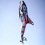 In the Breeze 5242 — Orca Totem 48-inch Fish Windsock — Fully Printed PNW Native-Inspired Garden Décor