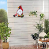 Large Outdoor Clock with Thermometer & Humidity - Silent Non-Ticking, Cardinal Outdoor Wall Clock for Patio, Garden, Kitchen, Living Room(Red)