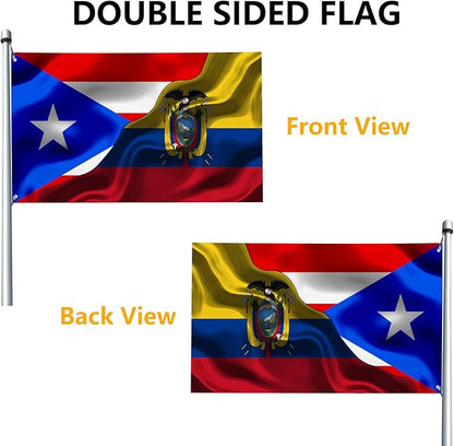 Puerto Rican Puerto Rico And Ecuador Flag 3x5 Ft Double-Sided Printed Indoor/Outdoor Flag Polyester Fabric Decorative Banner With 2 Brass Grommets 3x5 Foot National Flags For Outside