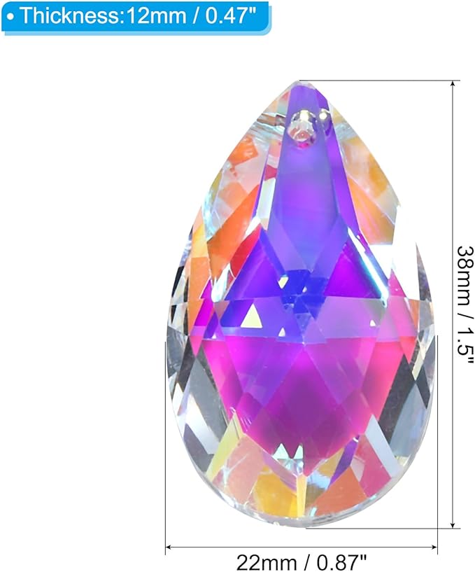 PATIKIL K9 Crystal Pendants Teardrop Beads, 10 Pack 38mm Prisms DIY Electroplating Purple
