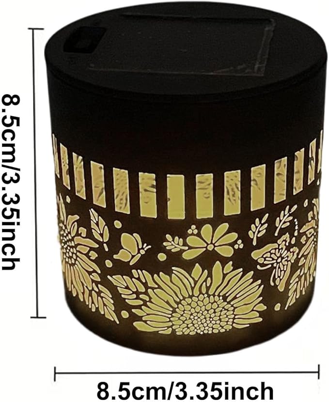Decorative Solar Mandala Lights - Outdoor Metal Solar Powered Deck Step Wall Lights, Mandala Theme Waterproof Fence Mini Light for Garden Post Patio Backyard Yard Decor (Sunflower, Green)