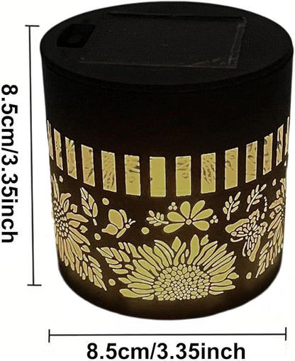 Decorative Solar Mandala Lights - Outdoor Metal Solar Powered Deck Step Wall Lights, Mandala Theme Waterproof Fence Mini Light for Garden Post Patio Backyard Yard Decor (Sunflower, Green)
