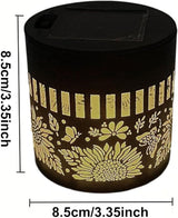 Decorative Solar Mandala Lights - Outdoor Metal Solar Powered Deck Step Wall Lights, Mandala Theme Waterproof Fence Mini Light for Garden Post Patio Backyard Yard Decor (Sunflower, Yellow)