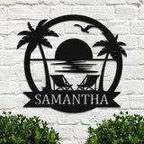 Personalized Family Beach House Metal sign, Custom Metal Palm Tree Sign, Beach House Sign for Outdoor, Metal Coastal Decor, Beach Metal Gift