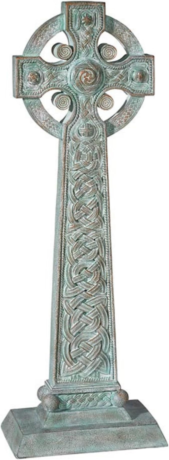 Avalon Gallery Garden Celtic Cross Statue, Stone Resin Outdoor Décor, 23.5" Tall x 9" Wide