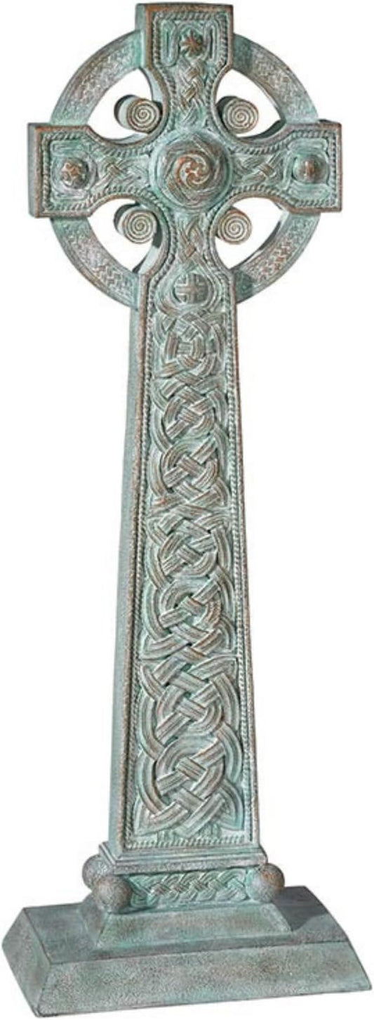 Avalon Gallery Garden Celtic Cross Statue, Stone Resin Outdoor Décor, 23.5" Tall x 9" Wide