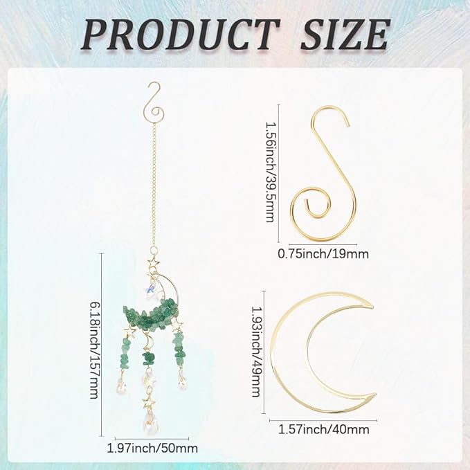 SUNNYCLUE 1 Box DIY 4 Sets Suncatcher Making Kits Sun Catchers Kit Moon Suncatchers Amethyst Kyanite Green Aventurine Opalite Chip Beads Hanging Sun Catcher for Windows Home Garden Party Wedding Decor
