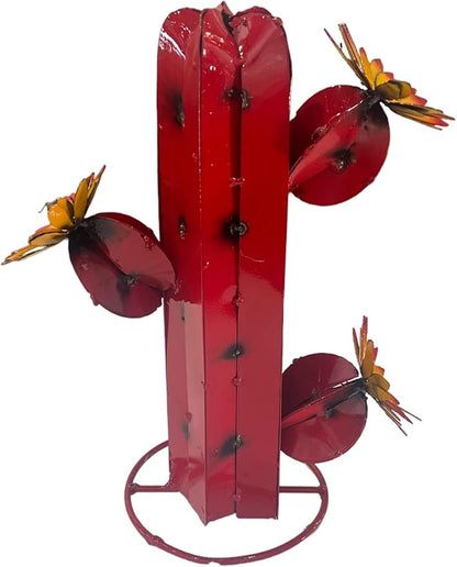 Mini Metal Saguaro - Garden Art (Red)