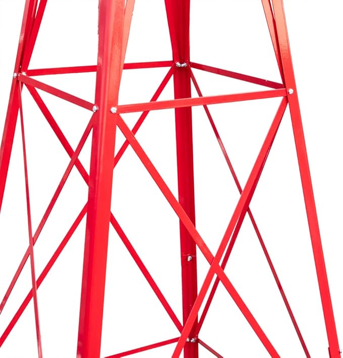 Metal Windmill for Garden Yard Decor, 8ft Tall Windmill Pinwheels Outdoor with Spinning Blades, Weather Vanes Lawn Ornaments, Weather-Resistant, Red