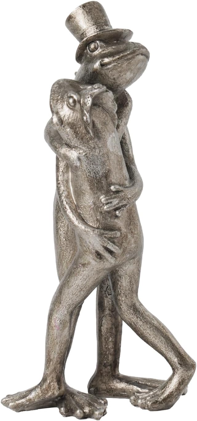 Frog Garden Decor Gifts for Women - Resin Decorative Sculpture Patina Dancing Home Statue with Bowler Hat Unique Animal Tabletop Shelf Decoration for Garden 4.2 * 2.9 * 8.5 inch