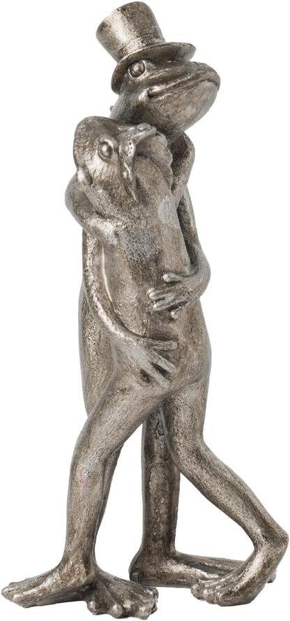 Frog Garden Decor Gifts for Women - Resin Decorative Sculpture Patina Dancing Home Statue with Bowler Hat Unique Animal Tabletop Shelf Decoration for Garden 4.2 * 2.9 * 8.5 inch