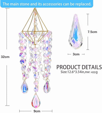 Crystal Wind Chime Light Catcher Suitable for Window Hanging Suitable for Home Indoor and Outdoor Garden Decoration Light Catcher (Small)
