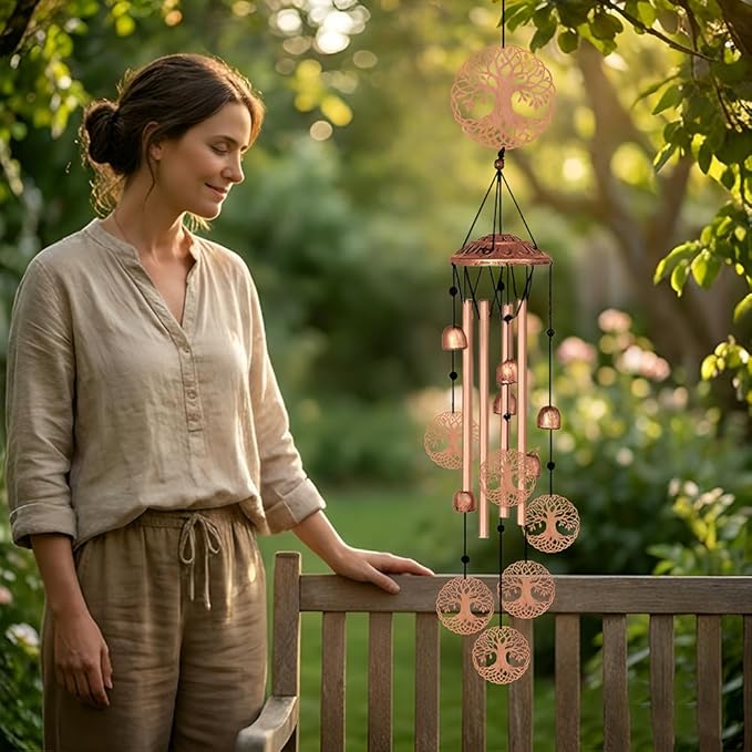 ORIGACH Tree of Life Wind Chimes, Metal Wind Chimes for Outside, Decor for Lawn, Patio, Home, Garden, Large Wind Chime Gifts for Birthday Family & Friends