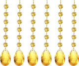 PATIKIL Teardrop Crystal Chandelier Pendants Beads, 6 Pack 160mm Length 38mm Chandelier Prisms Parts Ornaments Hanging Beads for DIY Arts Crafts Decoration, Gold Tone